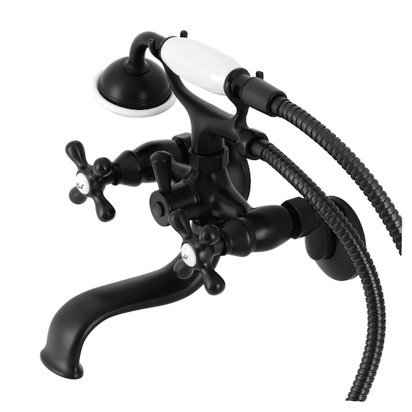 Kingston Brass KS225MB Tub Wall Mount Clawfoot Tub Faucet with Hand Shower, Matte Black KS225MB - main